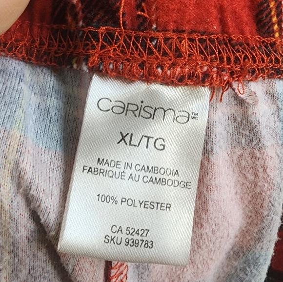 Carisma Christmas Red Plaid pajama pants size XL - Picture 4 of 8